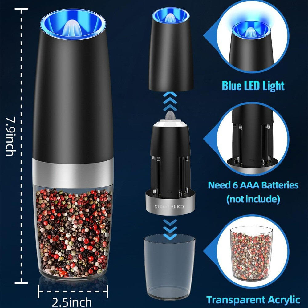 Riafu Electric Salt And Pepper Grinder 2 Pack