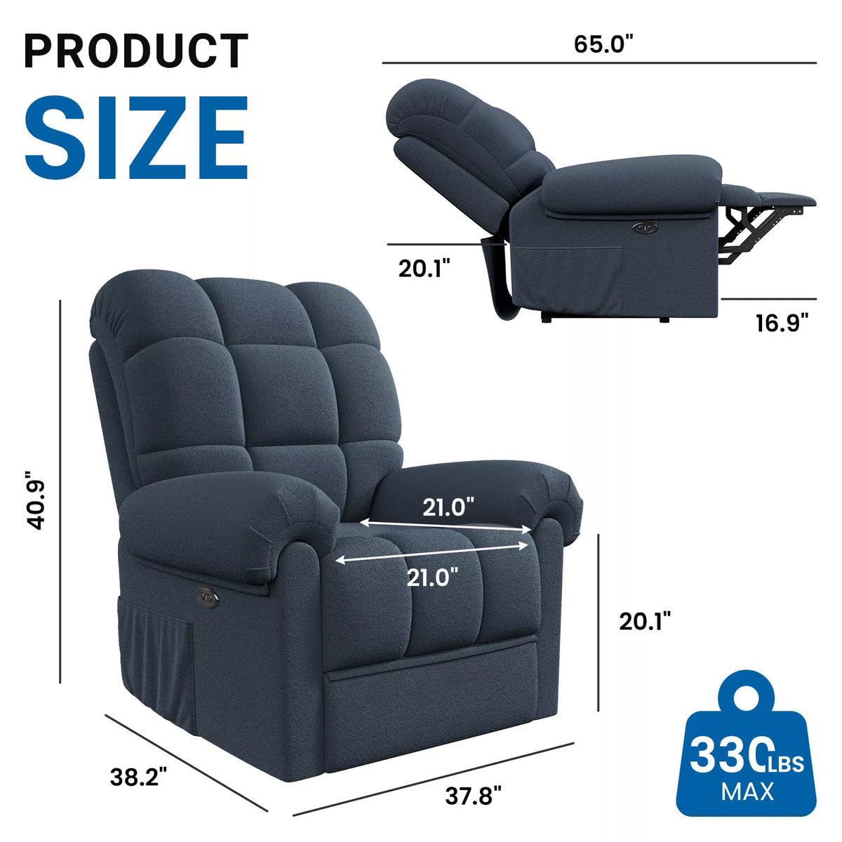 Riafu Power Recliner Chair – Electric Adjustable Reclining Chair for Living Room Comfort