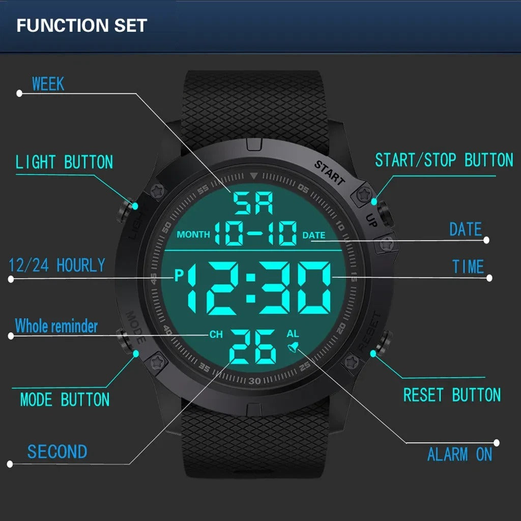 Riafu Waterproof Digital Sports Men Watch