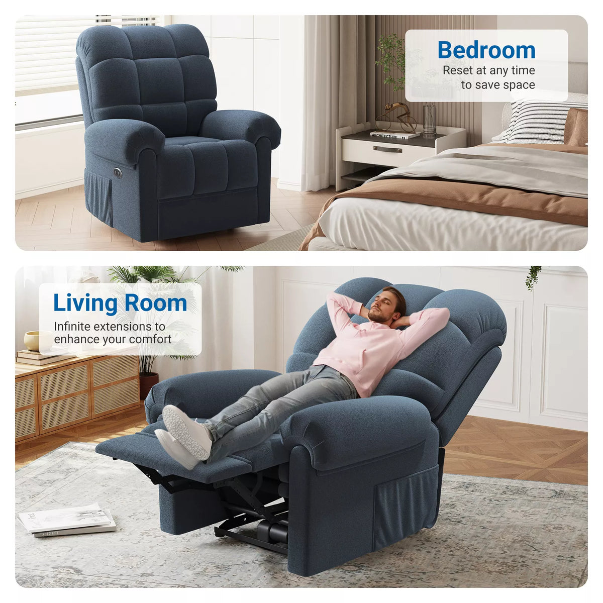 Riafu Power Recliner Chair – Electric Adjustable Reclining Chair for Living Room Comfort