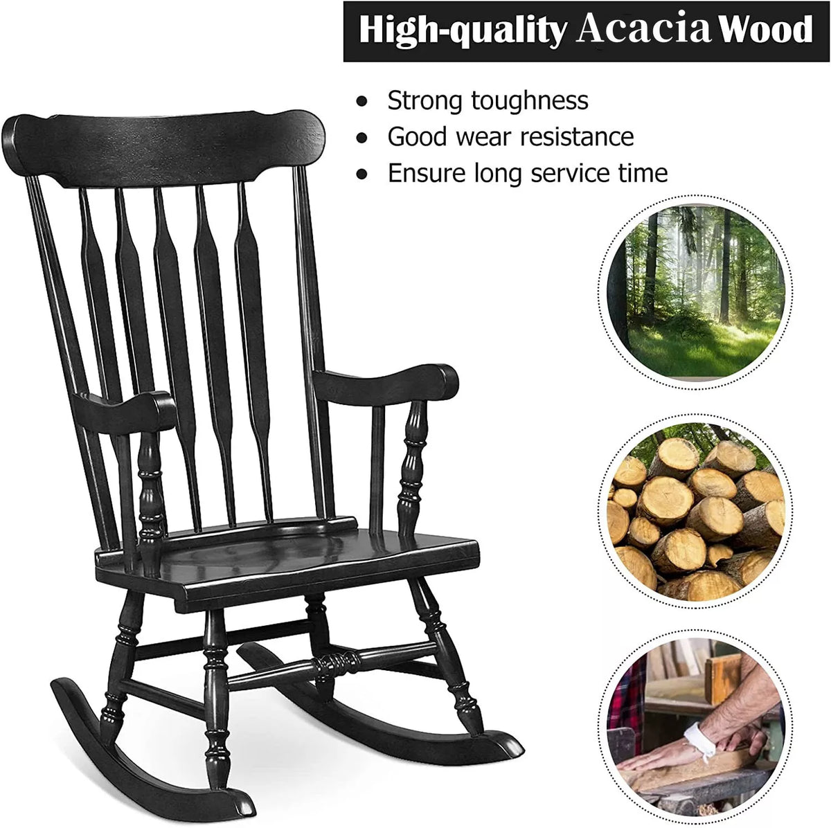 Riafu Wood Rocking Chair