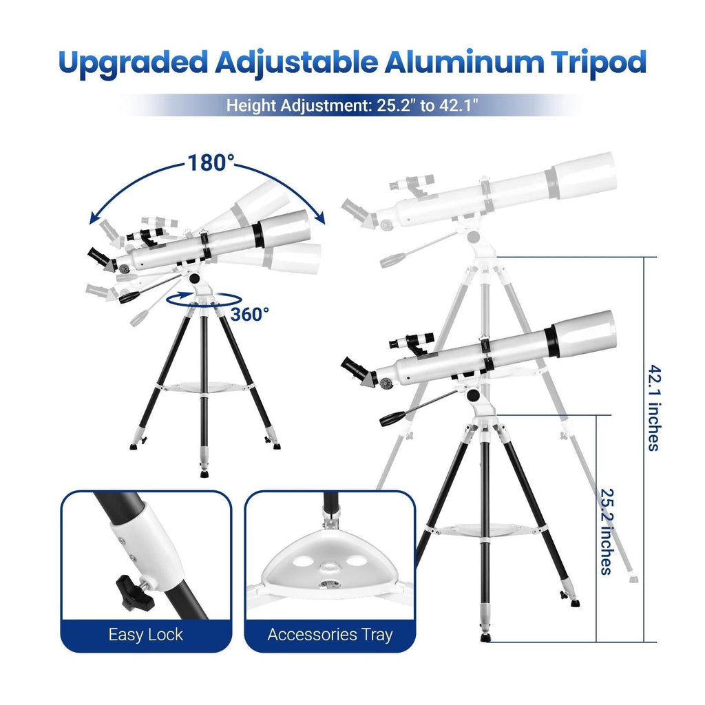 Riafu 210x Magnification Telescope for Adults & Beginners – Star Tracking App & Pro-Level Design