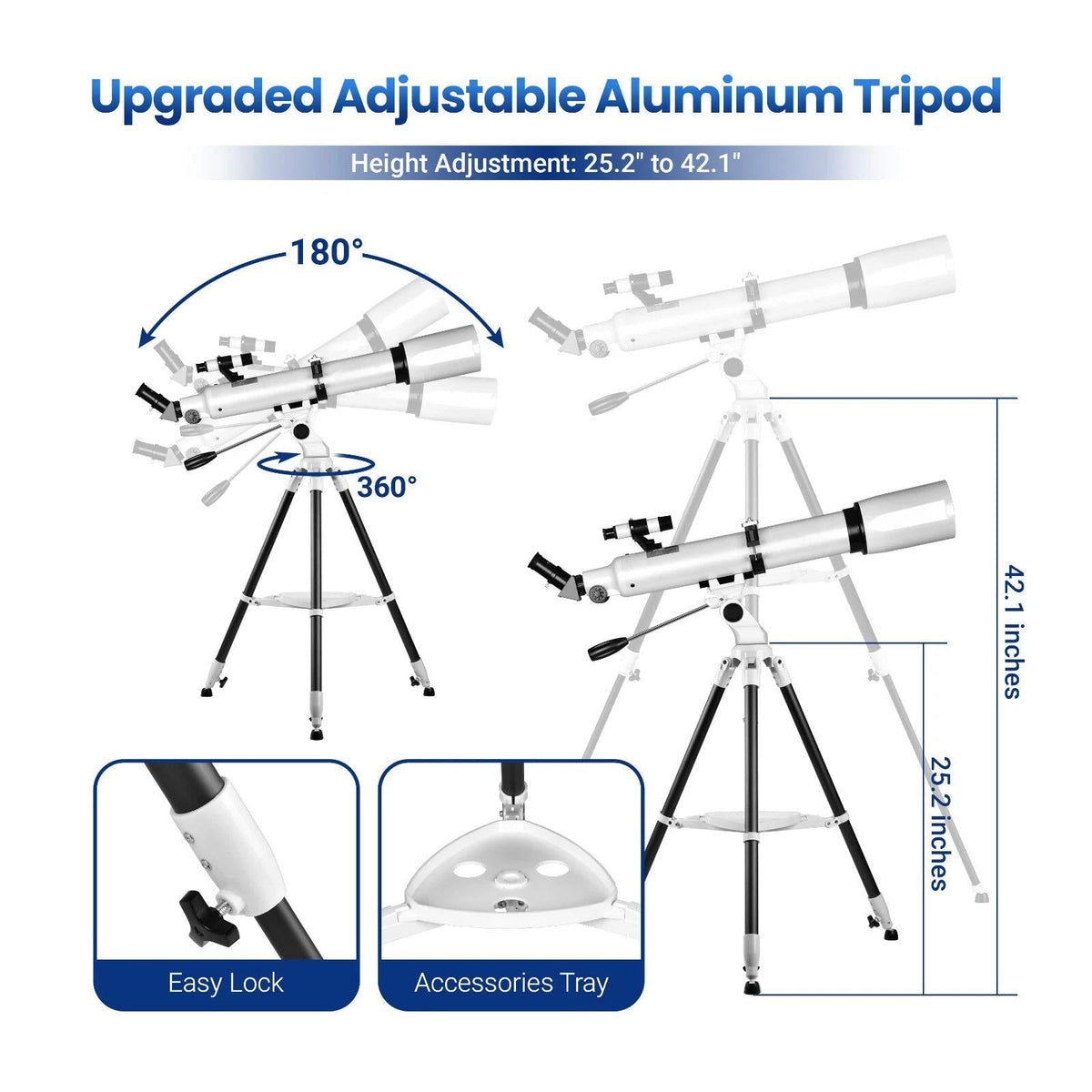 Riafu 210x Magnification Telescope for Adults & Beginners – Star Tracking App & Pro-Level Design