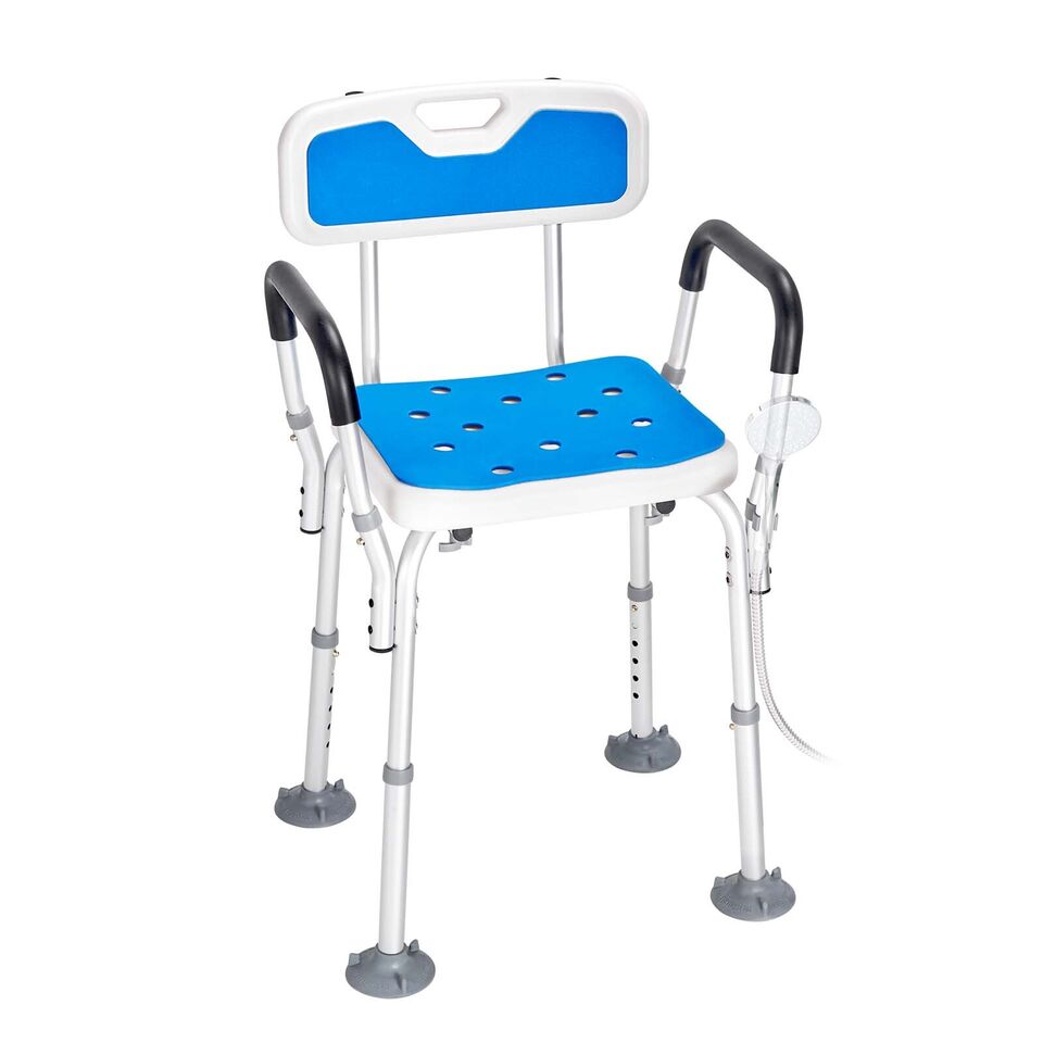 Riafu Height Adjustable Shower Chair – Sturdy Bathroom Bath Seat with Non-Slip Feet