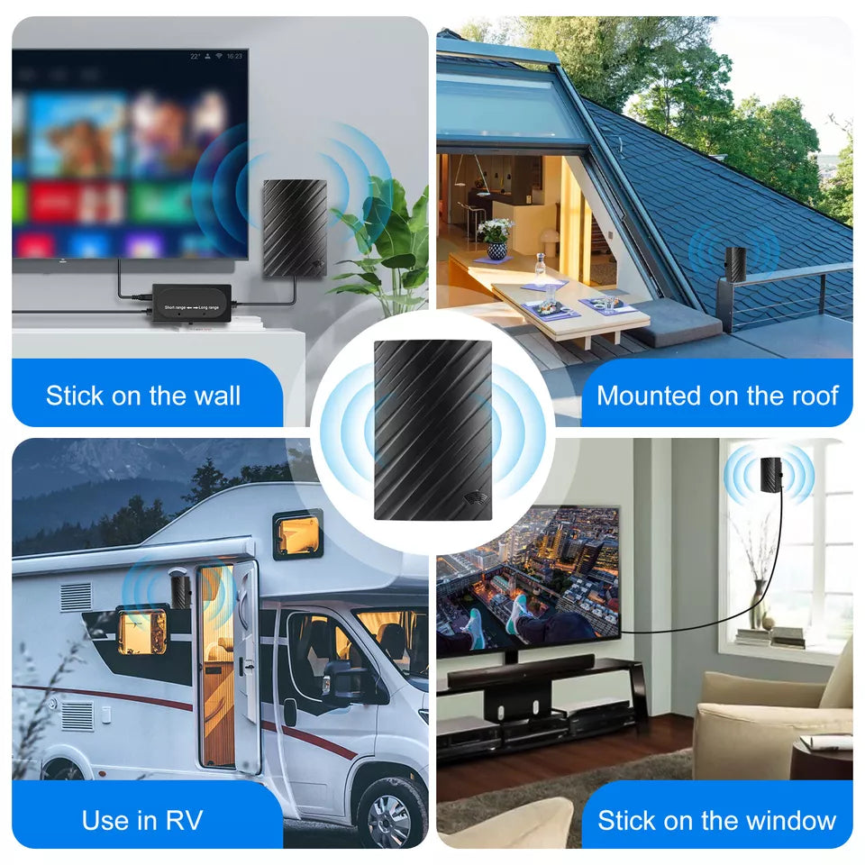 Riafu Upgraded 500 Miles Indoor Digital TV Antenna HDTV Amplified 4K UHF VHF