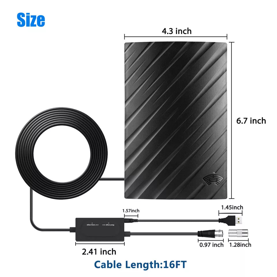 Riafu Upgraded 500 Miles Indoor Digital TV Antenna HDTV Amplified 4K UHF VHF