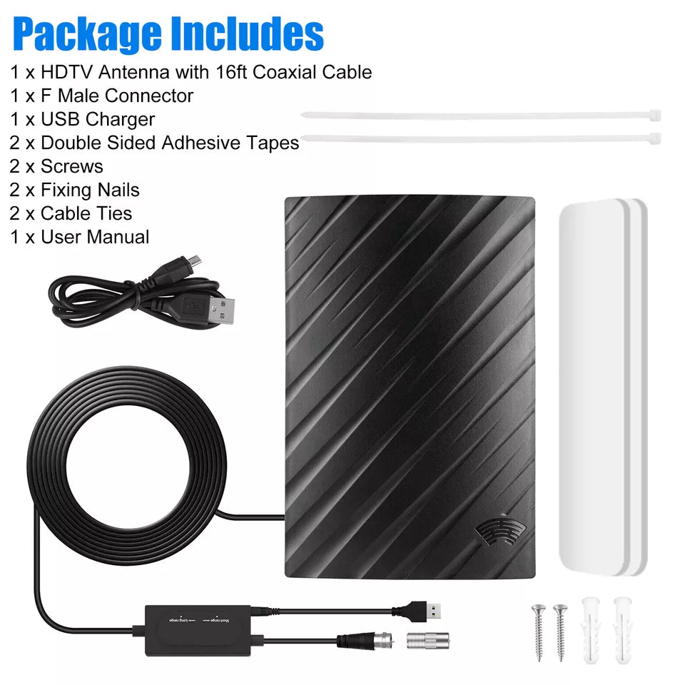 Riafu Upgraded 500 Miles Indoor Digital TV Antenna HDTV Amplified 4K UHF VHF