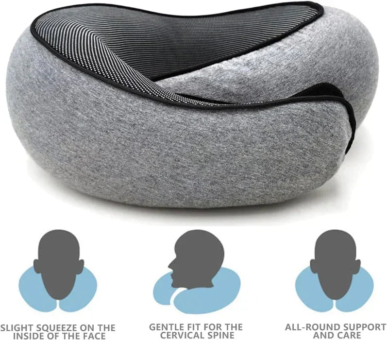 Snail Style Memory Foam Travel Curved Neck Pillow - U-shaped, Portable, Adjustable Support Neck Brace Pillow