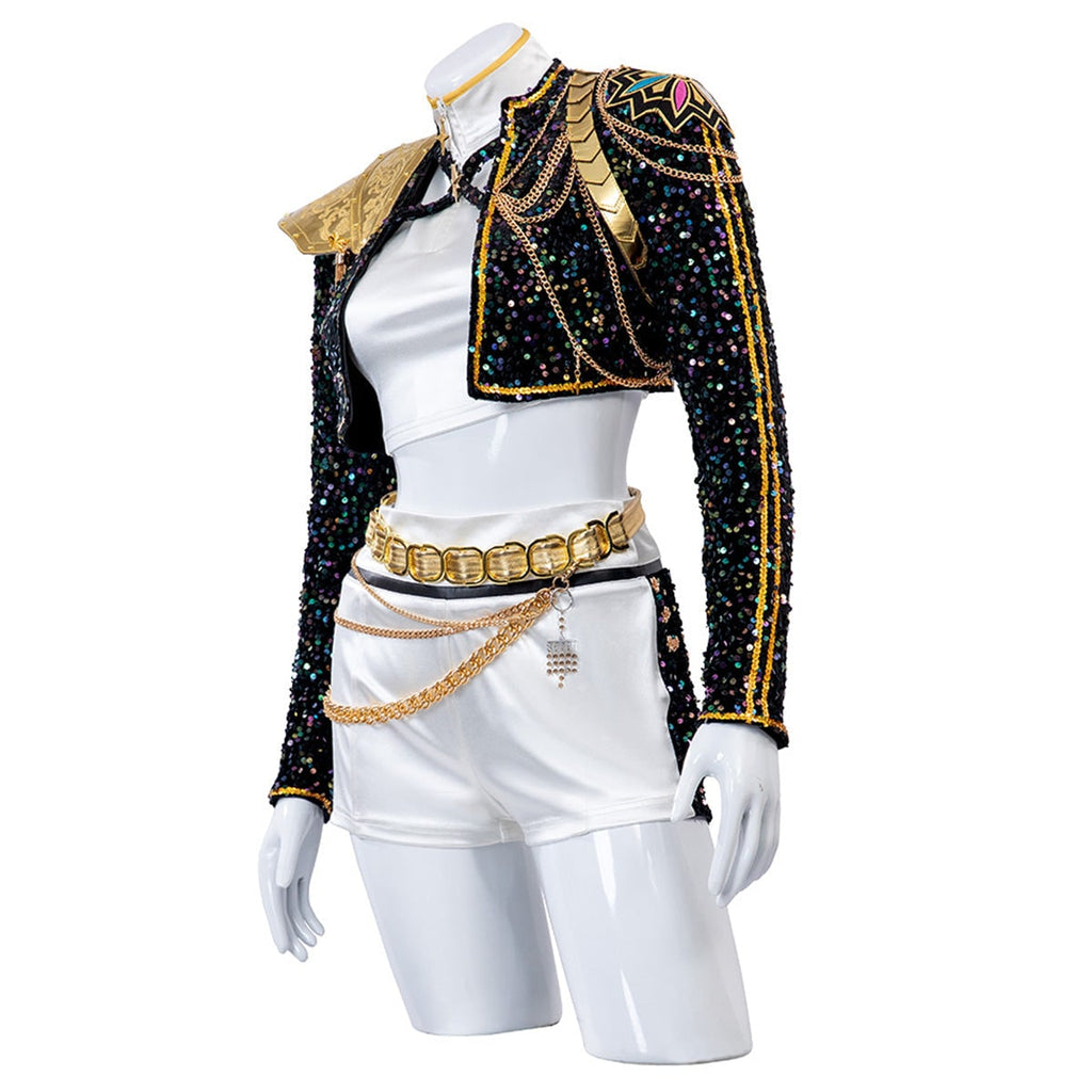 Carnival costume for a girl with a sequined jacket and carnival shorts