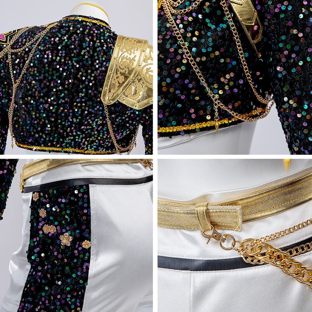 Carnival costume for a girl with a sequined jacket and carnival shorts