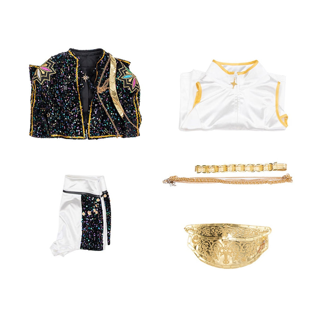 Carnival costume for a girl with a sequined jacket and carnival shorts
