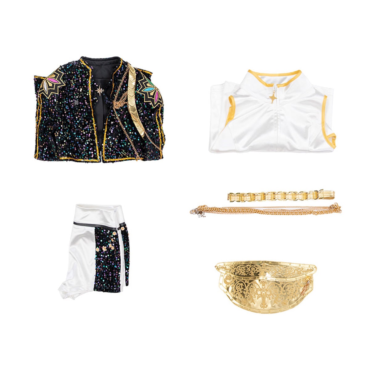 Carnival costume for a girl with a sequined jacket and carnival shorts