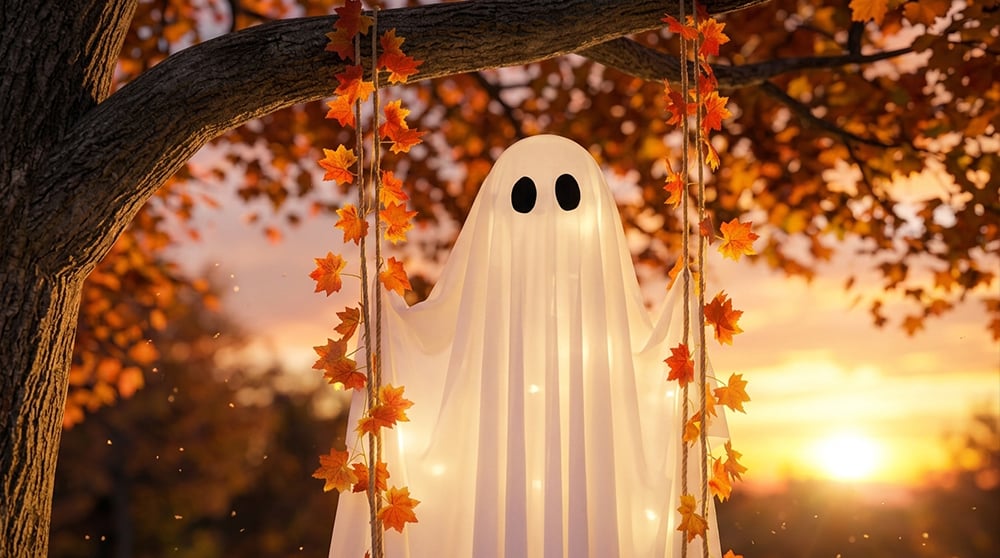 Riafu – Illuminated Swinging Halloween Ghost Decoration