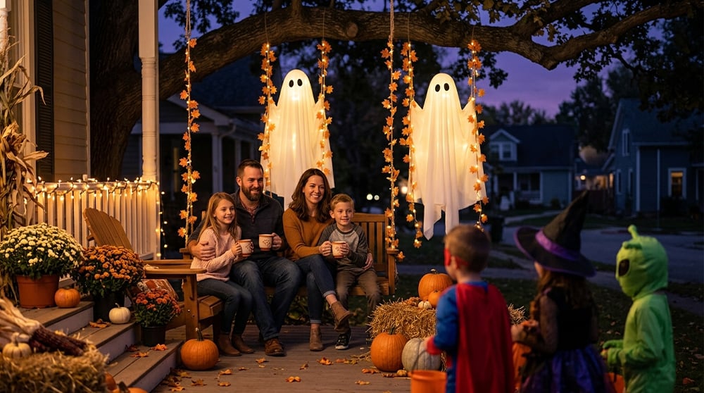 Riafu – Illuminated Swinging Halloween Ghost Decoration