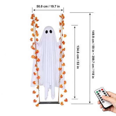 Riafu – Illuminated Swinging Halloween Ghost Decoration