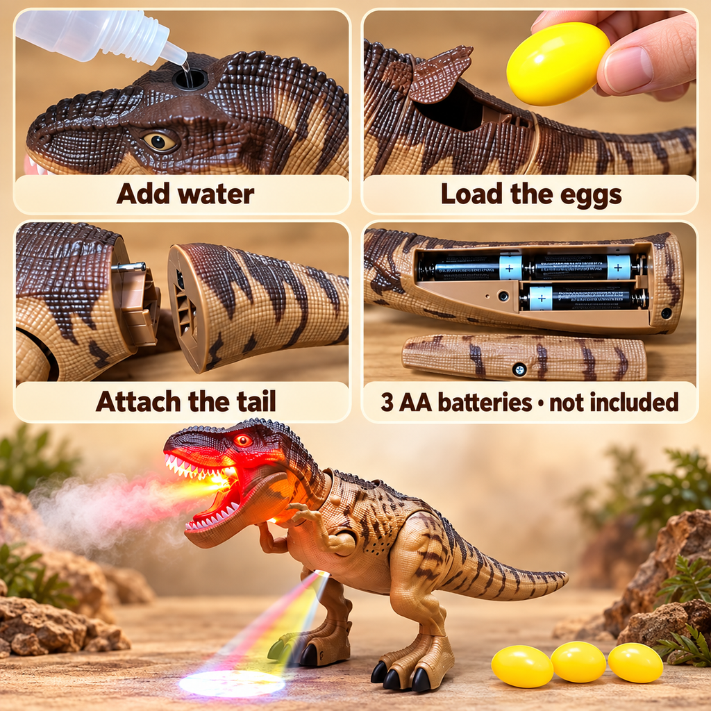 Walking Dinosaur Toy with Mist and Eggs