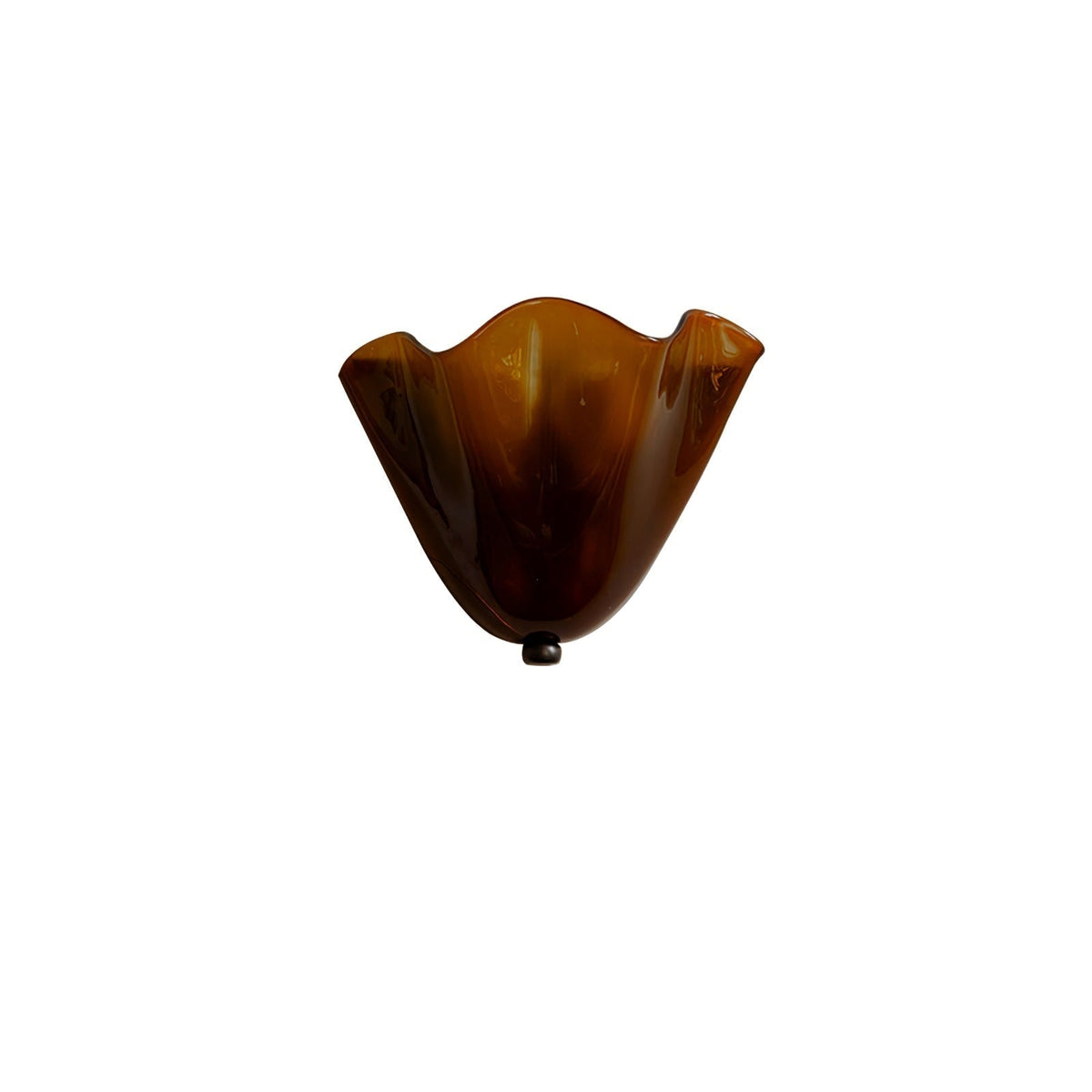 Wall Sconce Lighting with Wavy Glass Handkerchief Shade and Brass Finial
