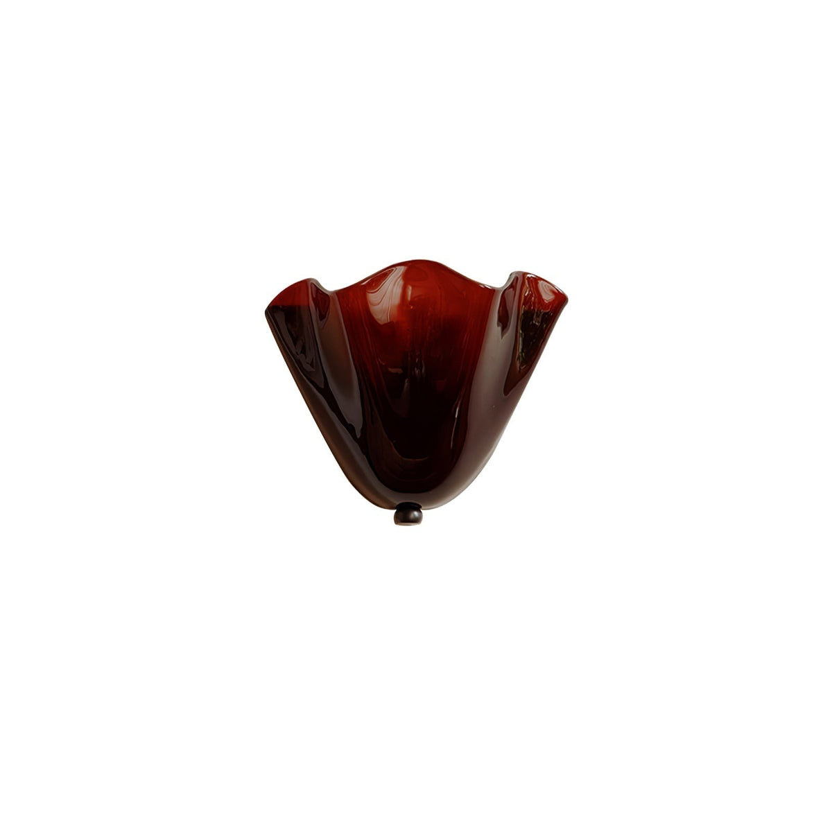 Wall Sconce Lighting with Wavy Glass Handkerchief Shade and Brass Finial