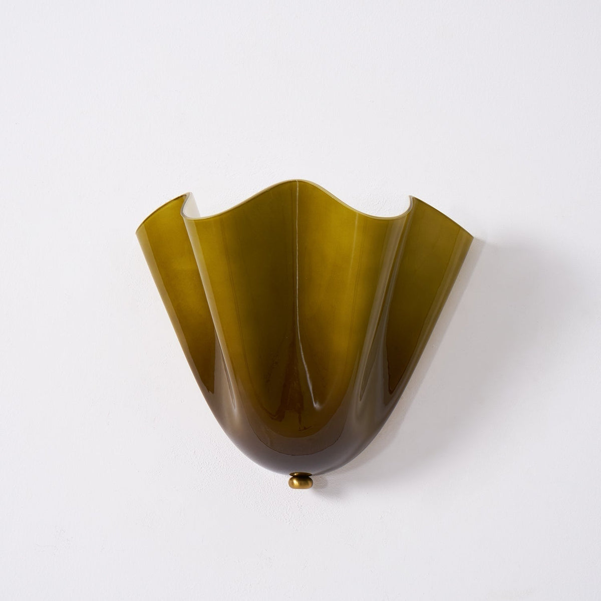 Wall Sconce Lighting with Wavy Glass Handkerchief Shade and Brass Finial